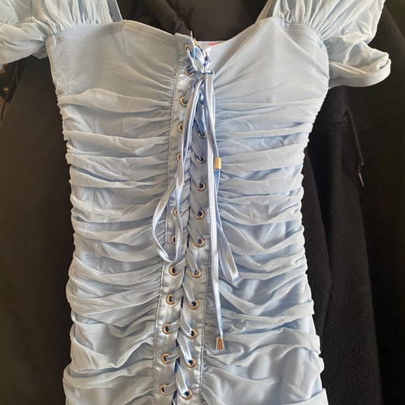 Dolls Kill Sugar Thrillz Lace-up Blue a corset Mini-Dress - Picture 3 of 6